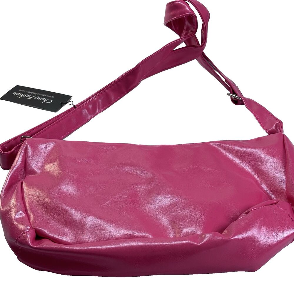 Y2K Hot Pink Shoulder Bag Ruffle Faux Leather Barbiecore 2000s Mini Purse NMWT - Picture 8 of 9